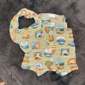 Angel Dear National Park Romper & Bib (0-3mo)